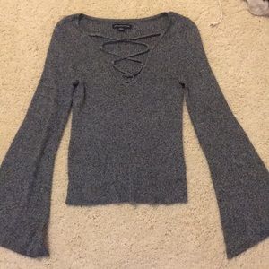 American Eagle lace up bell sleeve top